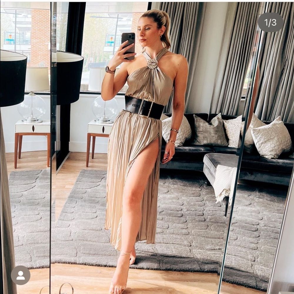 ZARA SATIN EFFECT HALTER JUMPSUIT